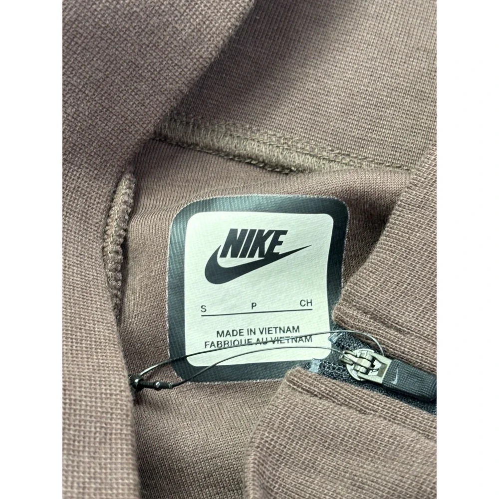 Nike Tech Fleece High Waisted Joggers Cacao Wow Brown Double Zip Pants Small NEW
